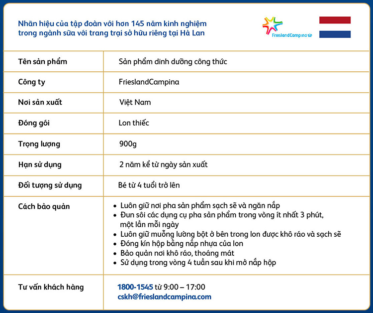 Sữa Bột Friso Gold 5 Dành Cho Bé Từ 4 Tuổi Trở Lên 900g