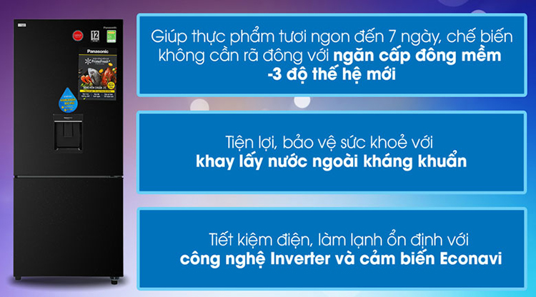 Tủ lạnh Inverter Panasonic NR-BX410WKVN (368L)- Hàng chính hãng - Chỉ giao tại HCM