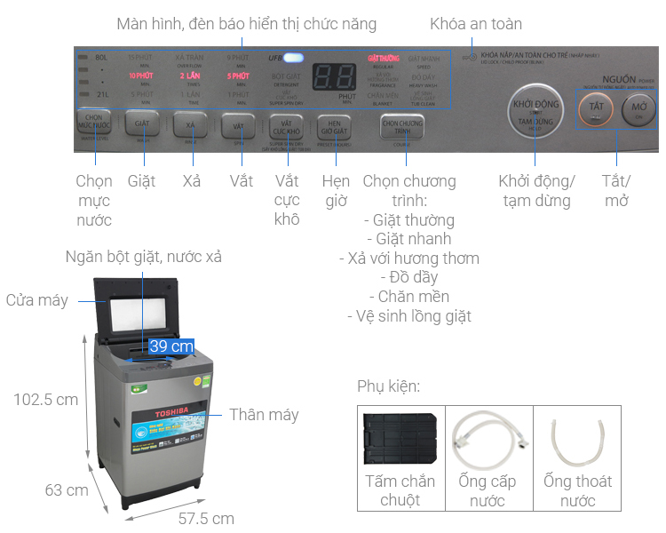 Máy Giặt Cửa Trên Toshiba AW-UH1150GV (10.5kg)