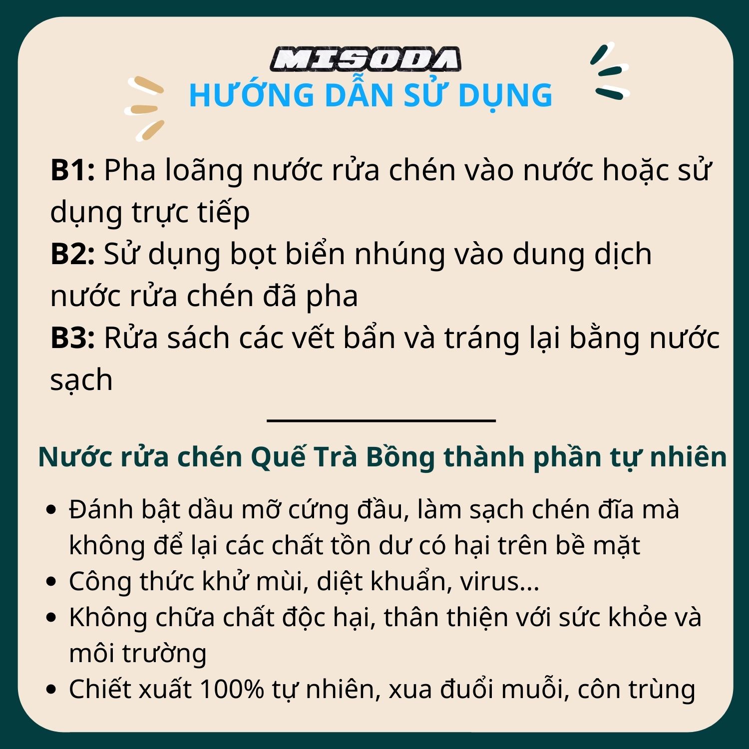 nước rửa chén bát hương quế trà bồng 1000ml 5000ml, thành phần tự nhiên 9