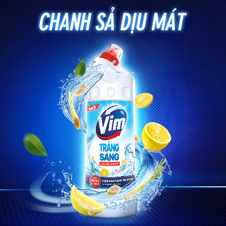 Combo Vim Trắng Sáng Hương Chanh Sả Dịu Mát 880ml & Vim Trắng Sáng Hương Oải Hương Dịu Mát 880ml