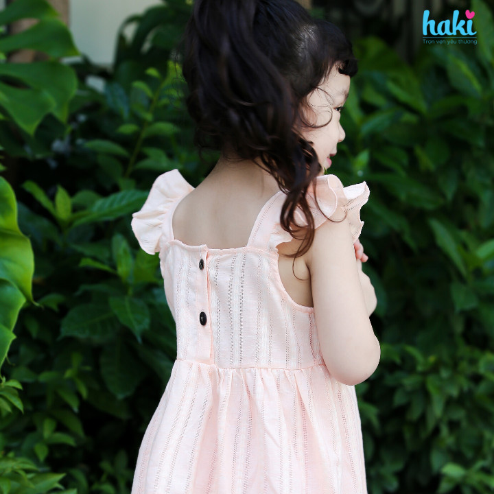 Đầm bé gái cổ vuông tay cánh tiên HAKI, váy bé gái, đầm mùa hè cho bé gái, váy hè, đầm thiết kế cho bé HK525 (10-27kg)