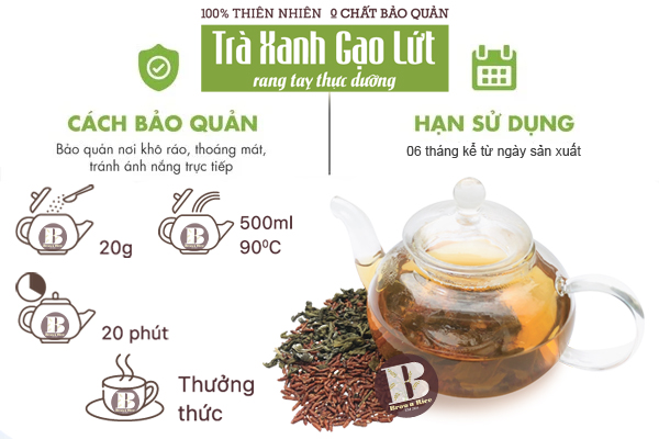 TRÀ XANH GẠO LỨT RANG BROWN RICE 500GR 2