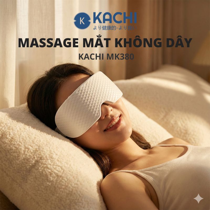Máy massage mắt 16 đầu rung KACHI MK380 phun sương thư giãn - hàng chính hãng