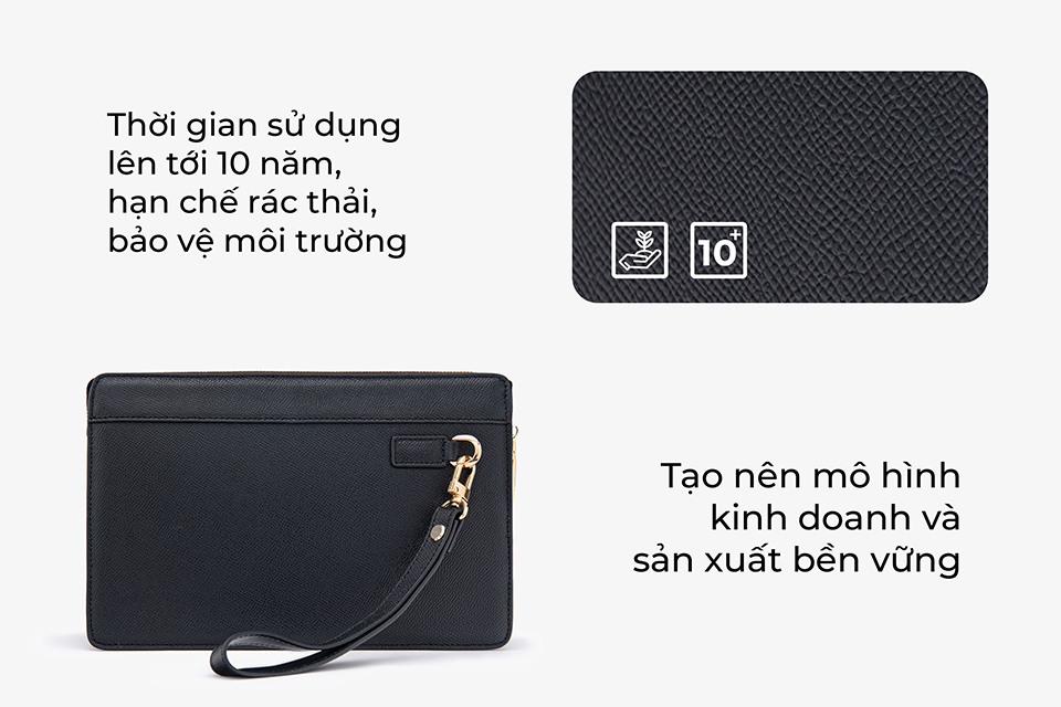 Clutch Da Hàng Hiệu Ví Nam Cầm Tay Công Sở GENCE HT11 Da Bò Cao Cấp Màu Đen