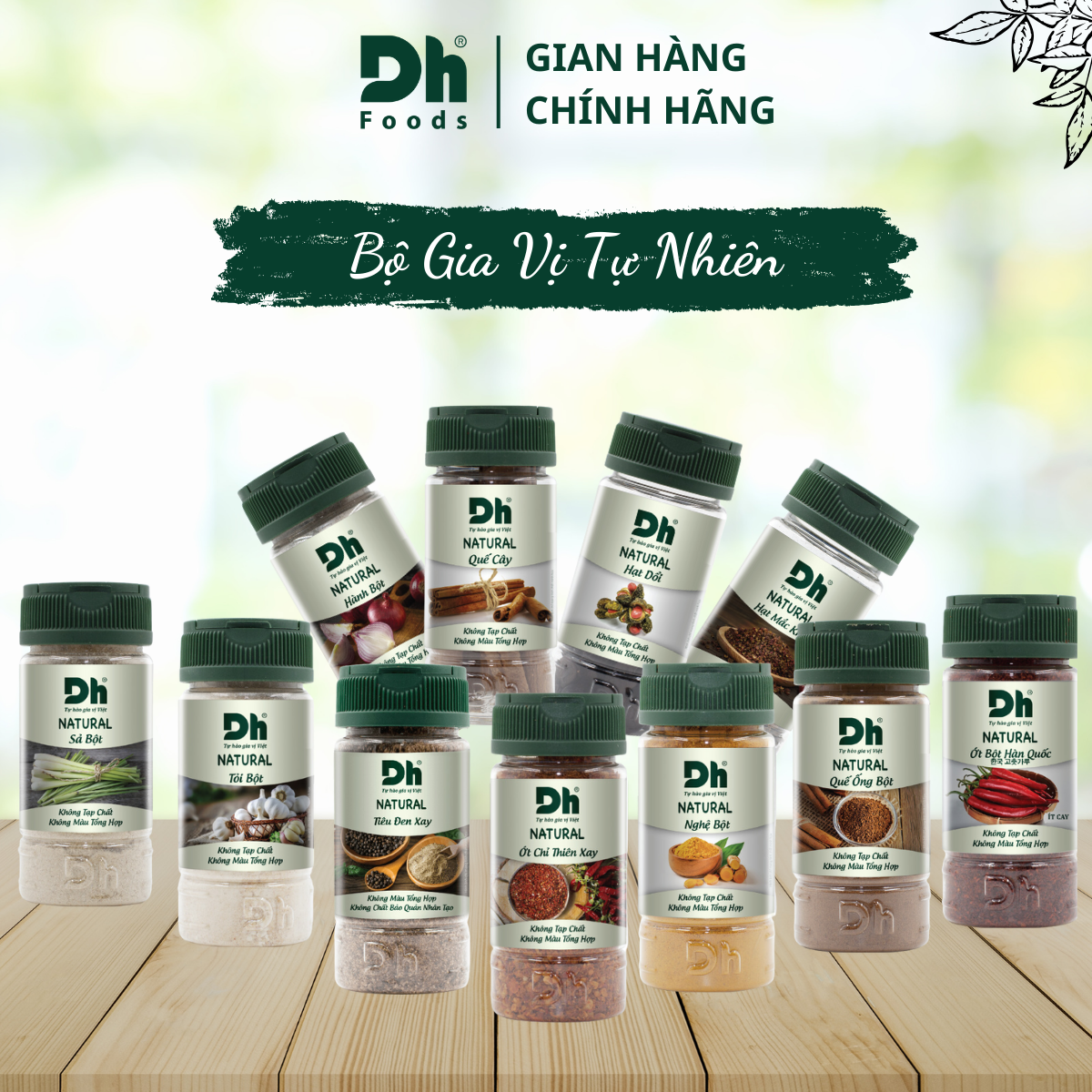 Bộ Gia Vị Tự Nhiên Dh Foods - Bộ Gia Vị Tự Nhiên Dh Foods - Gừng Bột, Hành Bột, Sả Bột, Tỏi Bột, Nghệ Bột, Thảo Quả, Hạt Dổi, Hạt Mắc Khén...