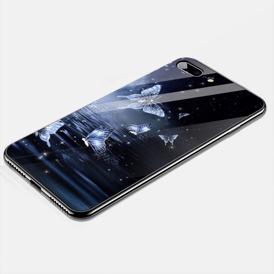 Ốp điện thoại kính cường lực cho máy iPhone 7 Plus / 8 Plus - bướm đẹp MS BUOMD033