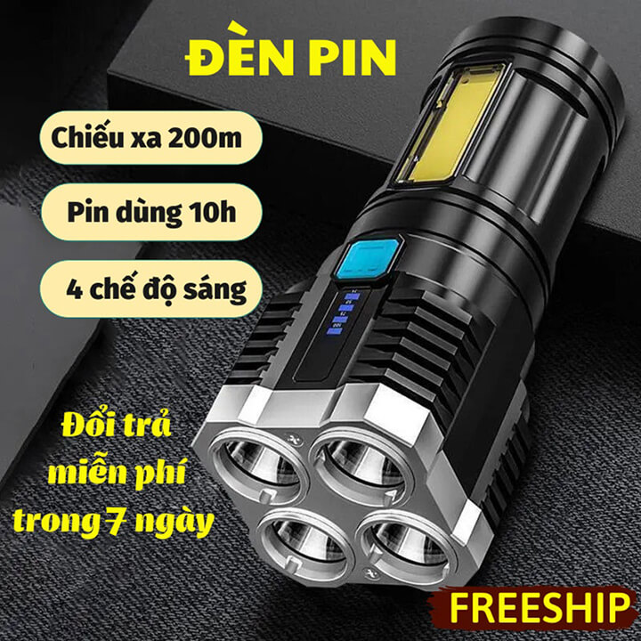 Mua Đèn Pin Cầm Tay Siêu Sáng Chiếu Xa 4 Chế Độ Sáng, Chống Thấm Nước, Đèn  Pin Mini Có 4 Cob Led Tiện Dụng Tại Vinet Shop