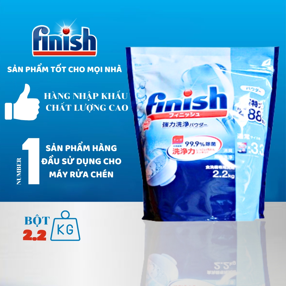 Bột rửa bát Finish Classic 2.5kg - Bột rửa bát finish power powder dùng cho máy rửa bát chén ly 1kg, 2,5kg