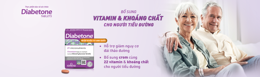 Thực phẩm bảo vệ sức khỏe DIABETONE Tablets Bổ sung Vitamin & Khoáng chất cho người tiểu đường - HÀNG CHÍNH HÃNG - CÓ TEM CHÍNH HÃNG - Hộp 30 viên - KÈM QUÀ TẶNG 1