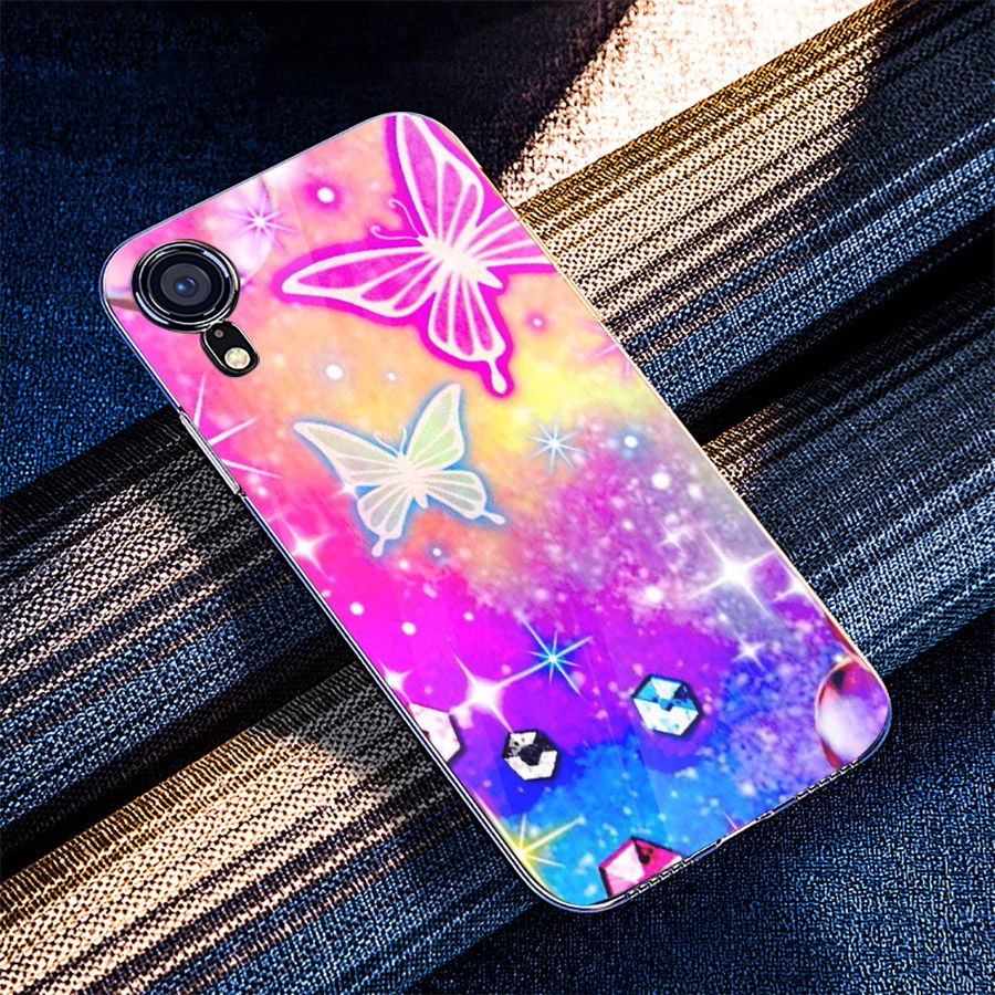 Ốp điện thoại kính cường lực cho máy iPhone XR - bướm đẹp MS BUOMD058
