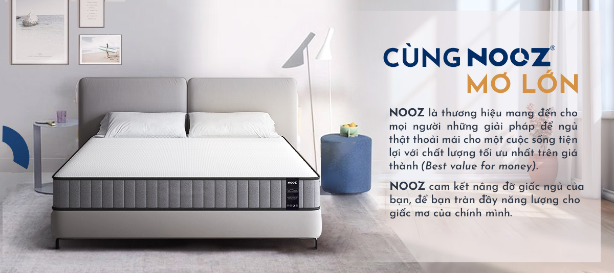 Nệm Foam Hybrid Latex NOOZ Home Goods Mattress Đệm Với Tầng Lò Xo Túi Và Lớp Cao Su Non Thiên Nhiên