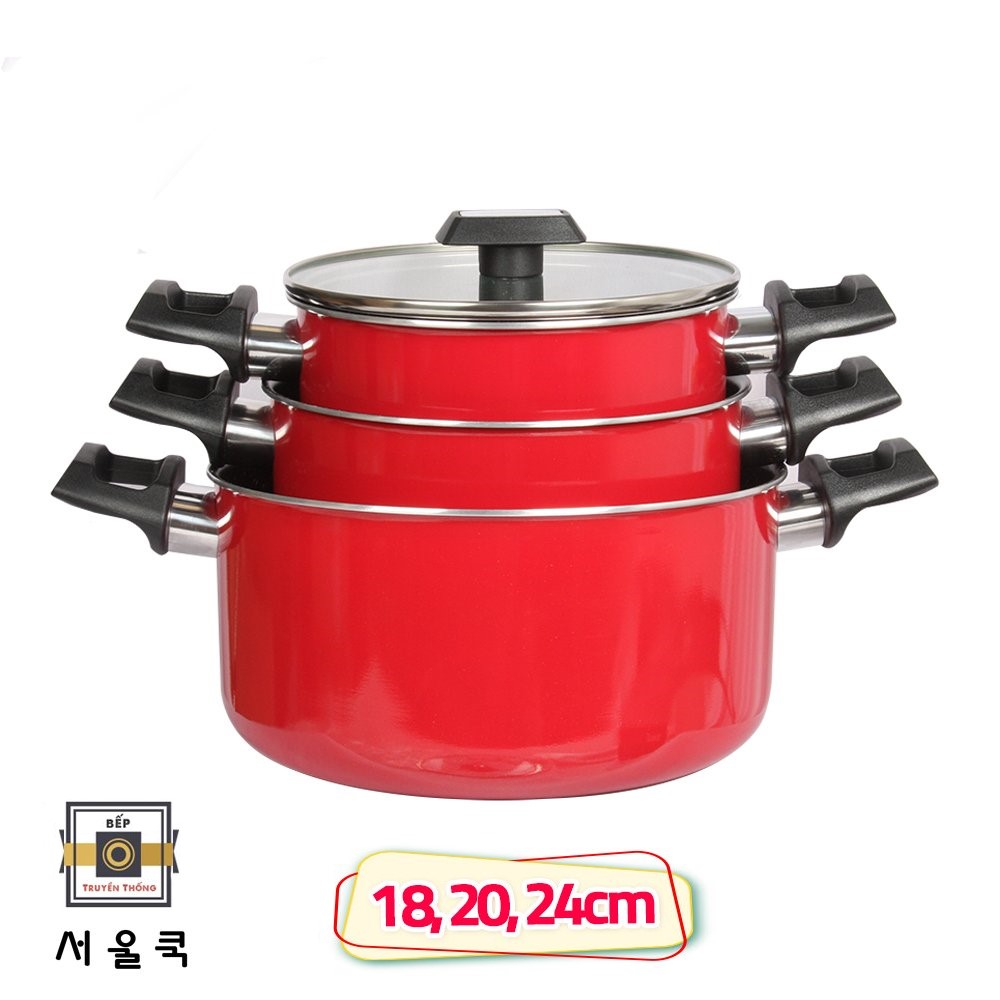 Nồi chống dính vân đá cao cấp Hàn Quốc SeoulCook dày dặn, quai chống nóng, nắp kính cường lực viền inox chắc chắn - Hàng chính hãng