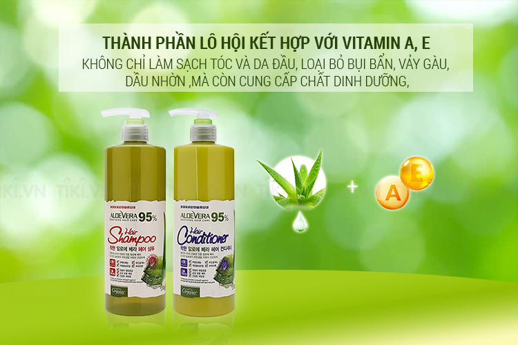 Combo Dầu Gội Và Dầu Xả Tinh Chất Lô Hội Aloe Vera 95% Organia (1kg)