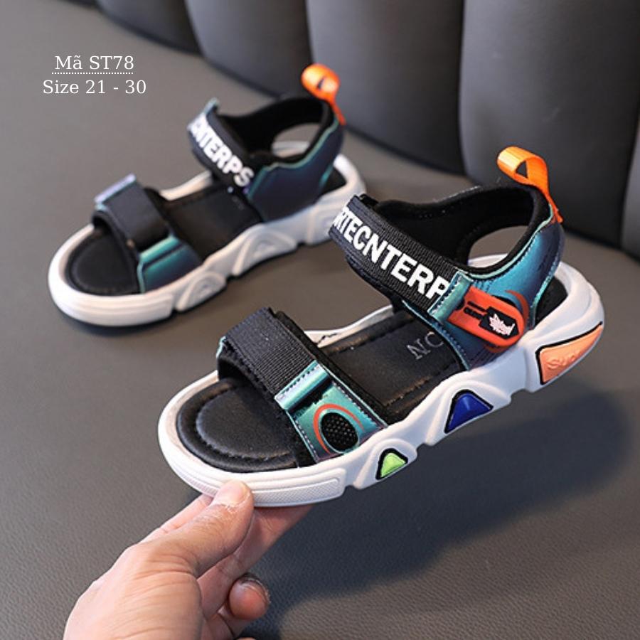 Dép sandal cho bé trai 1, 2, 3, 4, 5 tuổi quai hậu da mềm kiểu dáng thời trang mang nhẹ êm đế chống trơn trượt phù hợp cho trẻ em đi học, đi biển mùa hè phong cách Hàn Nhím Shop ST78