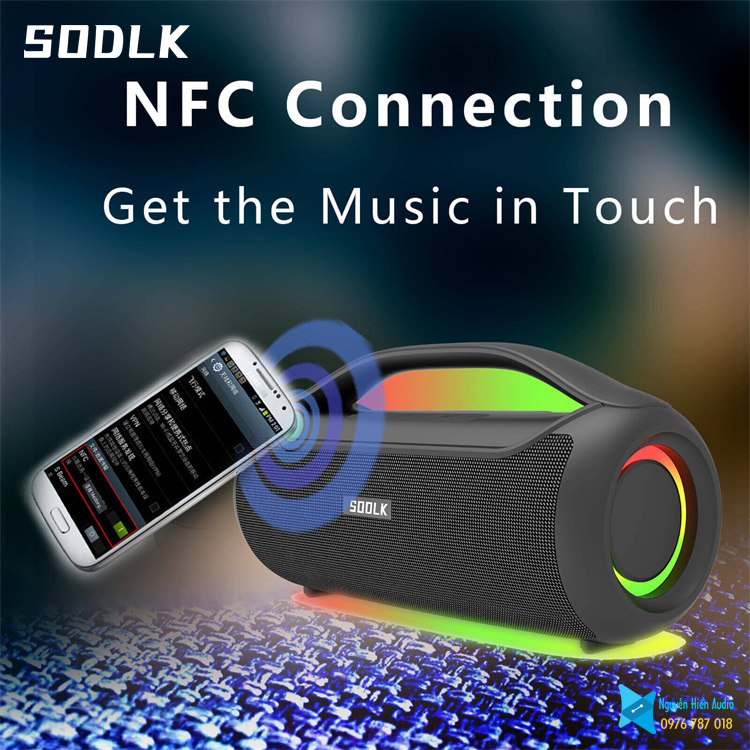 Loa SODLK T300 di động bluetooth 5.1 siêu trầm 100W, đèn RGB, công nghệ MaxxAudio DSP