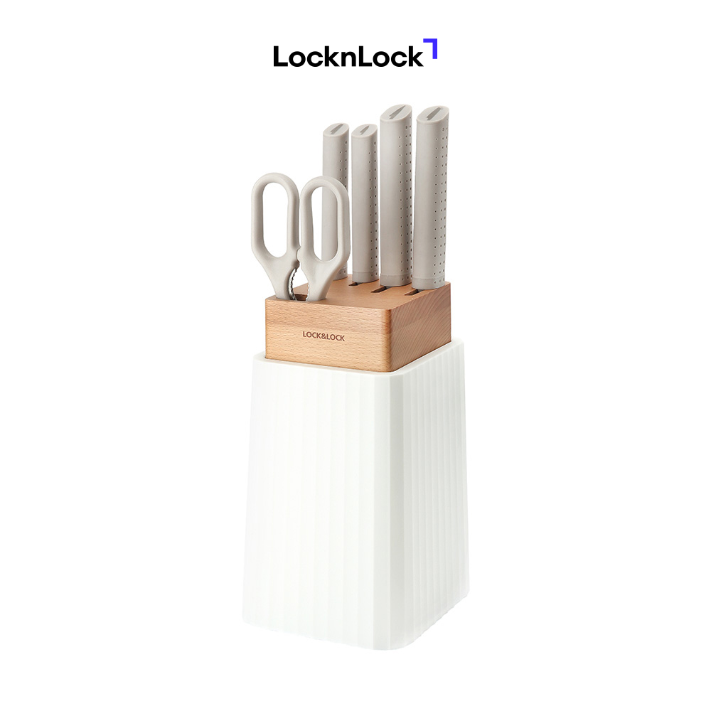 Bộ Dao 6 Món Lock&amp;Lock 4 Dao, 1 Kéo, 1 Hộp Đựng Dao CKK802