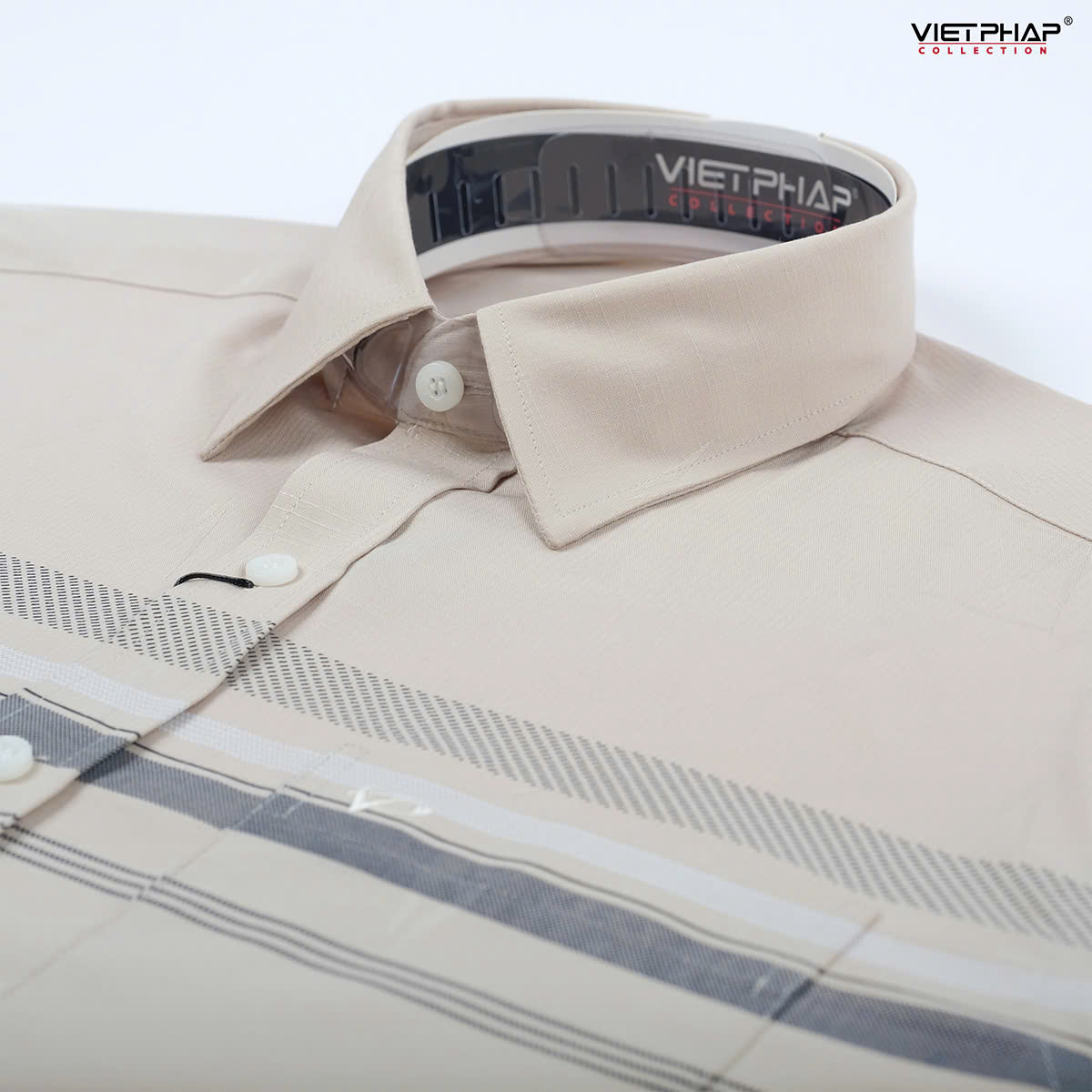 Áo Sơ Mi Nam Ngắn Tay VIỆT PHÁP Form Luxury Chất liệu  Bambo In Sọc lịch lãm, sang trọng 50060