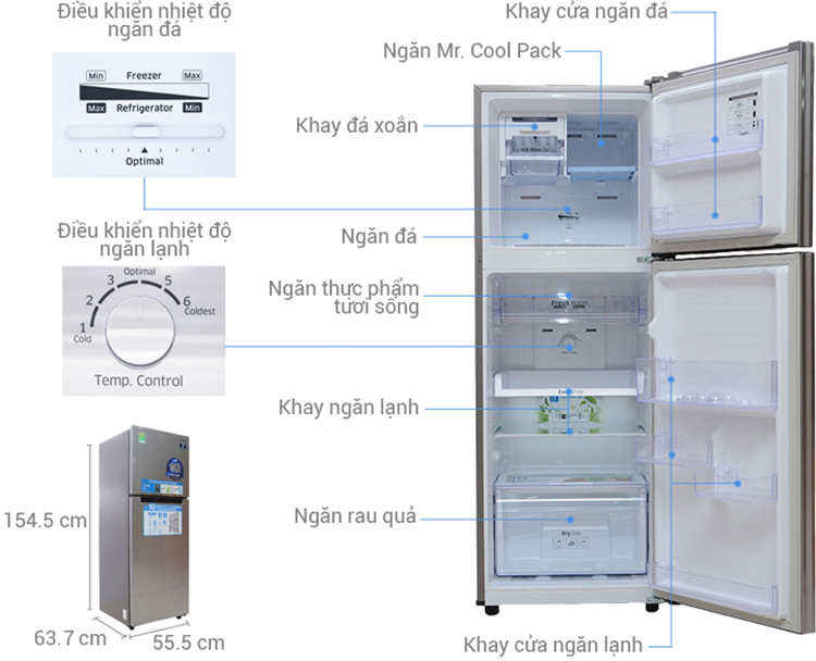Tủ Lạnh Inverter Samsung RT22FARBDSA (234L) - Xám - Hàng Chính Hãng