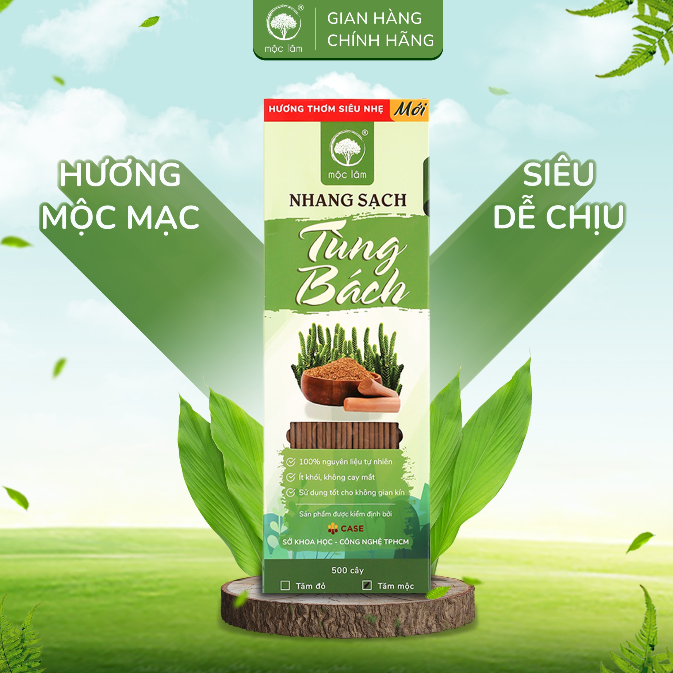 Nhang Sạch Tùng Bách MỘC LÂM 500cây 29cm, Ít Khói Tự Nhiên, Hương Thơm SIÊU NHẸ - SIÊU DỄ CHỊU