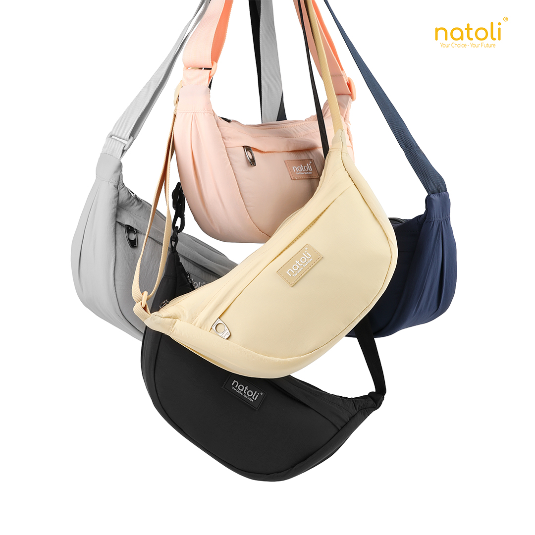 Túi phao đeo chéo nam nữ hình bán nguyệt NATOLI túi bánh bao chần bông vải canvas chống nước tốt-Soft Touch Crossbag T26