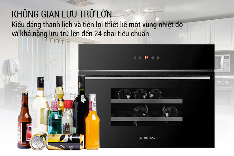 Tủ Bảo Quản Rượu Âm Tủ Malloca MWC-24CP (Sức Chứa: 24 Chai) - Hàng Chính Hãng