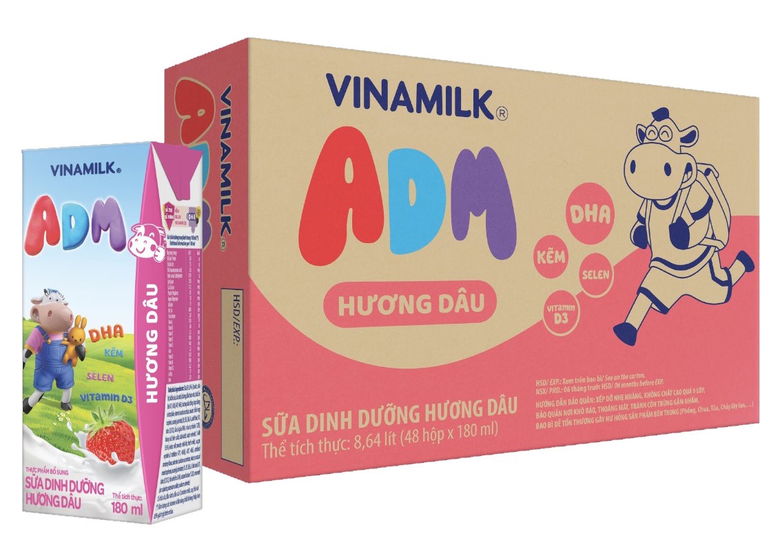 Thùng 48 Hộp Sữa dinh dưỡng Hương Dâu Vinamilk ADM (110ml)