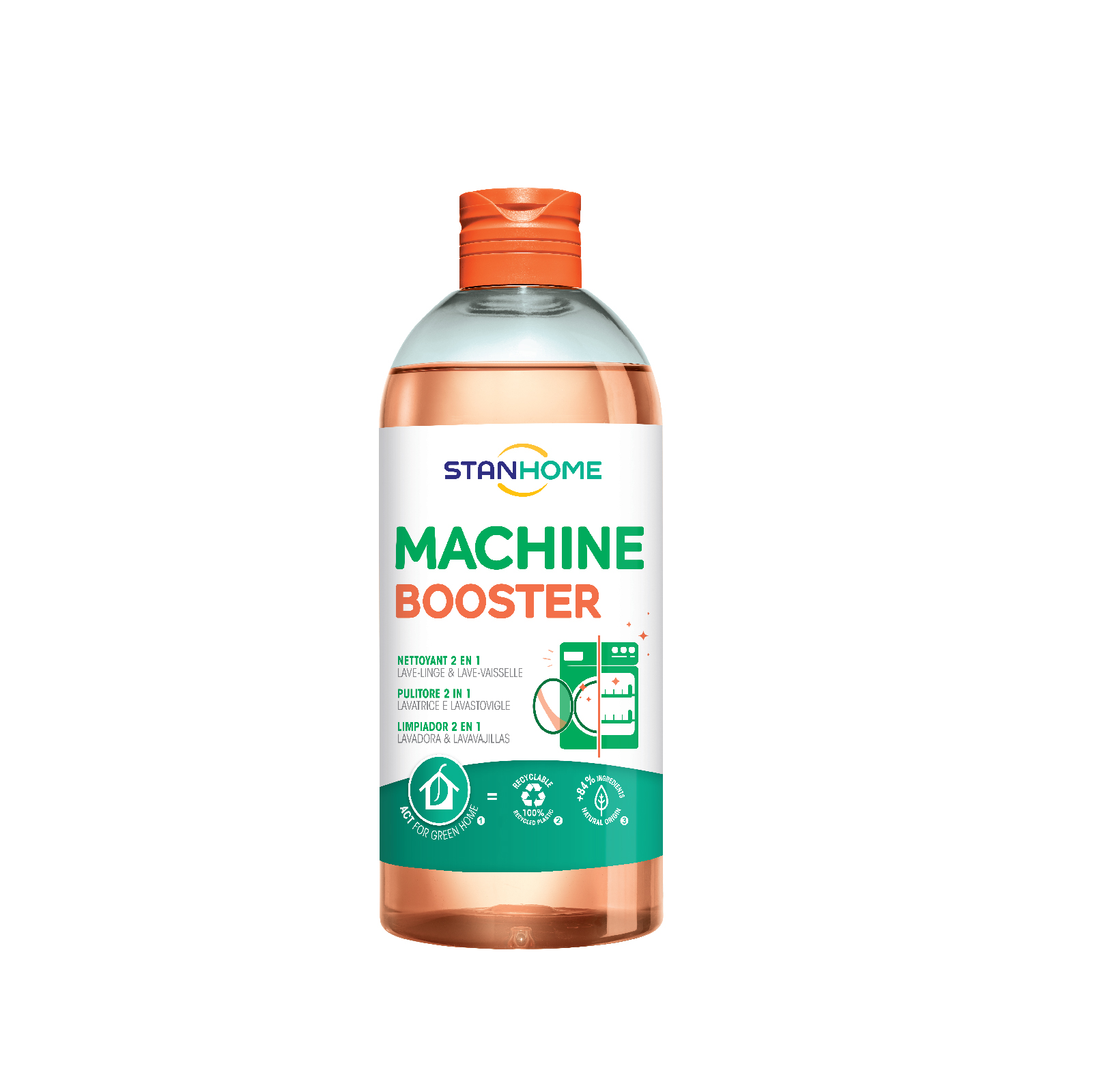 Dung dịch vệ sinh lồng giặt, máy rửa chén Stanhome Machine Booster nguyên liệu tự nhiên 500ml