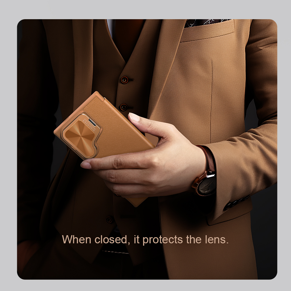 Ốp Lưng Nillkin Qin Prop Leather Case cho Samsung Galaxy S24 Ultra - Hàng Chính Hãng