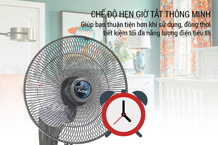 Quạt Treo Tường MITSUBISHI W16-RV CY-GY - Xám Đậm - Hàng Chính Hãng