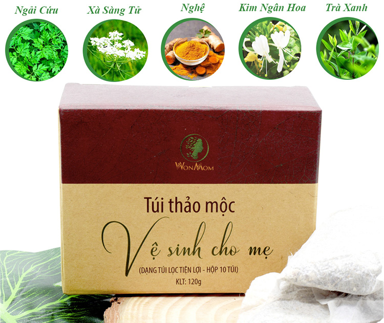 combo 2 hộp túi thảo mộc xông vùng kín thơm tho cho mẹ bầu & sau sinh wonmom (10 túi hộp) 2