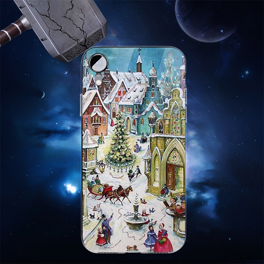 Ốp điện thoại kính cường lực cho máy iPhone XS MAX - giáng sinh đầm ấm MS GSDA002