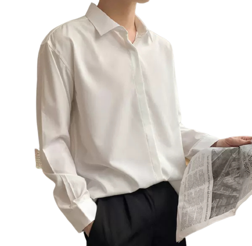 Áo Sơ Mi Form Rộng GIẤU NÚT Tay Dài Hàn Quốc Áo Unisex Nam Nữ Vải Lụa Mềm Mịn Thoáng Mát Ít Nhăn - SMD02