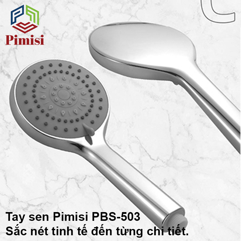 Bát Sen Tắm Chịu Nhiệt 5 Chế Độ Pimisi PBS-503 Tăng Áp Nhẹ Cho Vòi Tắm Hoa Sen Nóng Lạnh Với Tay Sen Bằng Nhựa Cao Cấp Mạ Xi Inox Sáng Bóng Kiểu Tròn To - Ổn Định Nhiệt Độ Theo Công Nghệ Đầu Phun Cao Su Massage Dạng Phun Mưa Tiết Kiệm Nước | Chính Hãng
