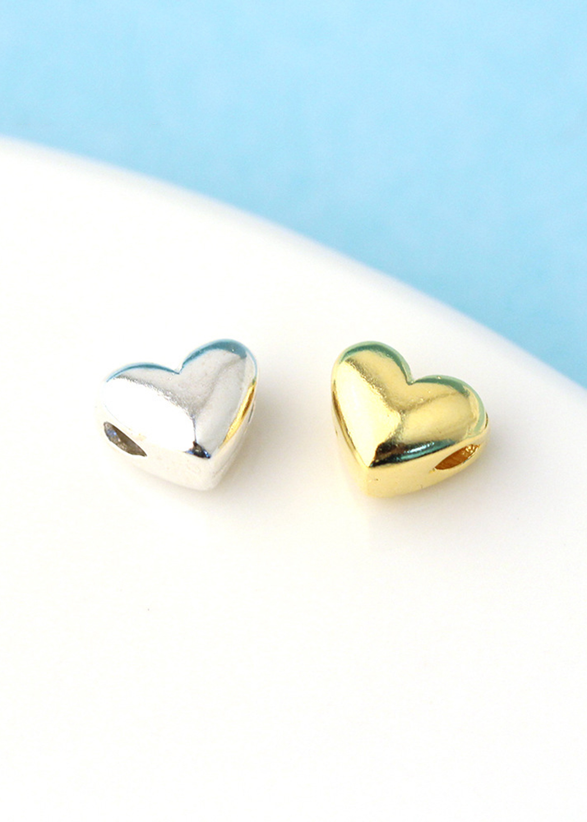 Combo charm bạc trắng hình trái tim xỏ ngang - Ngọc Quý Gemstones