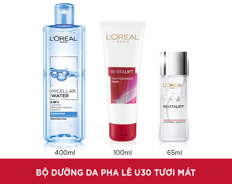 Bộ 3 Bước Dưỡng Da Pha Lê U30  L'Oreal Paris Crystal Micro Essence