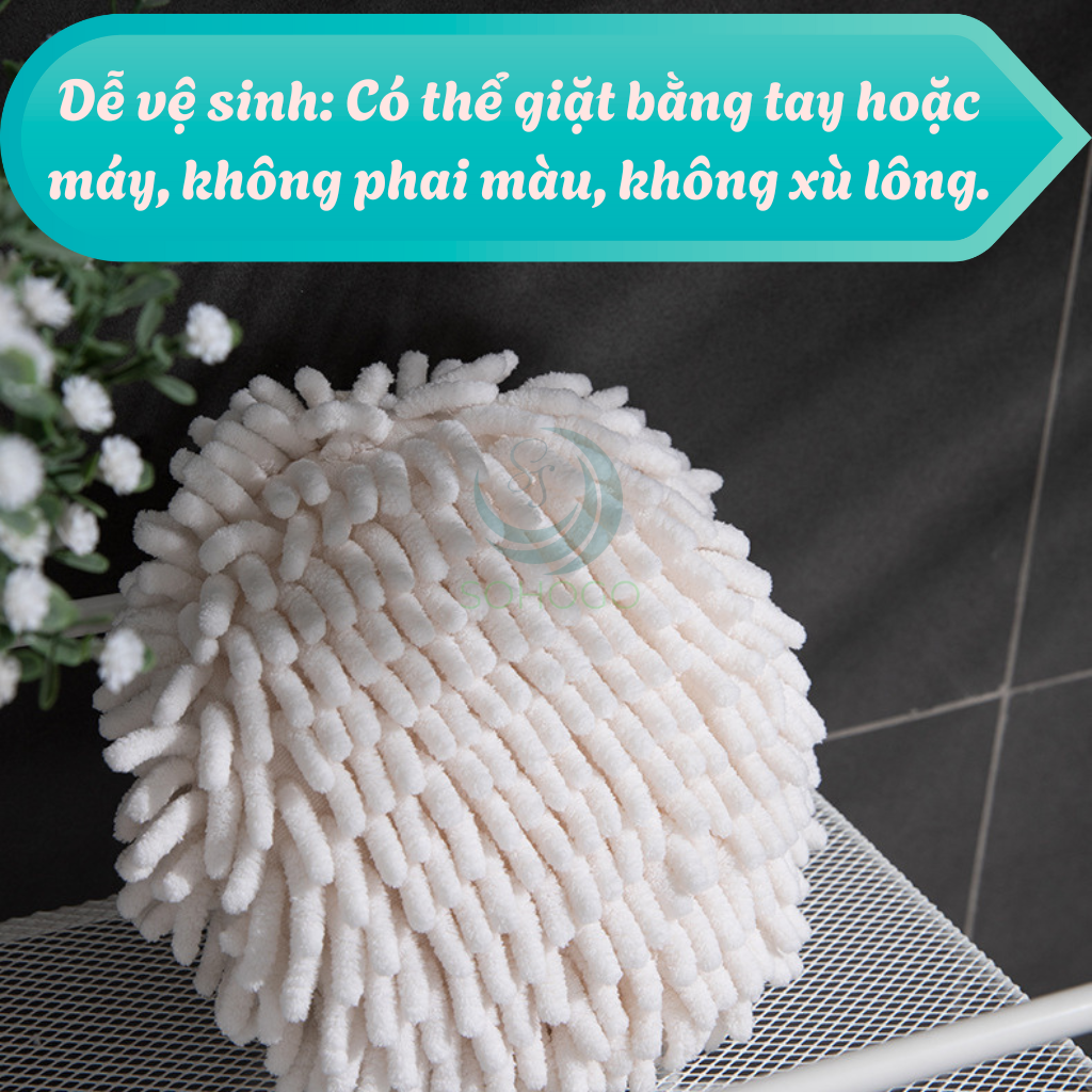 Khăn Lau Tay Treo Tường Microfiber  -	Khăn Lau Tay Siêu Mềm Dạng Tròn Treo Nhà Bếp/Nhà Tắm -	Khăn Treo Tường Dạng Tua Mềm Mại -	Khăn Lau Tay Thấm Hút Hình Quả Cầu Khăn Lau Tay Decor Gắn Tường Microfiber