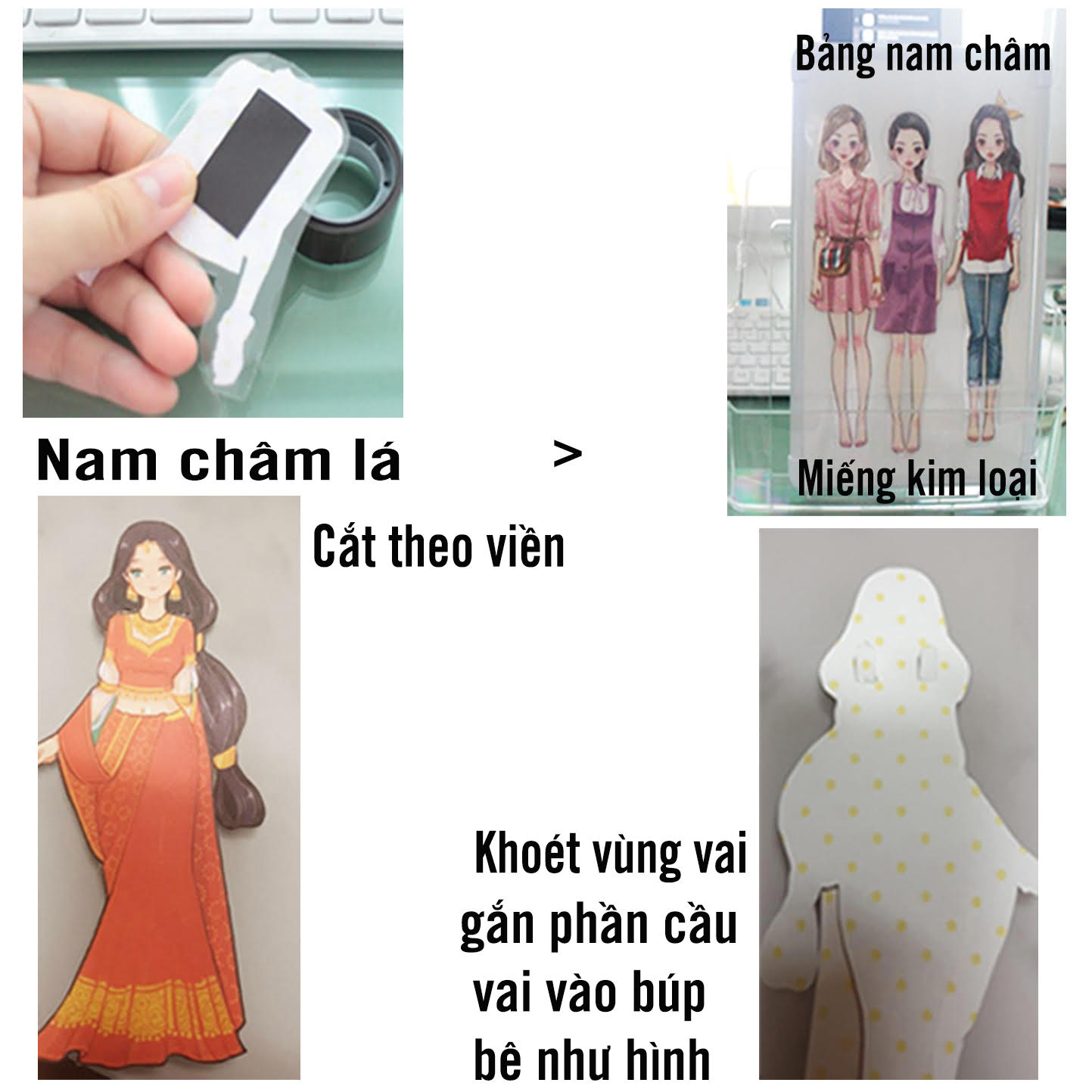 Combo 6 búp bê giấy thay đồ thời trang đồ chơi cắt thủ công cho bé 6 hình siêu đáng yêu 004 2