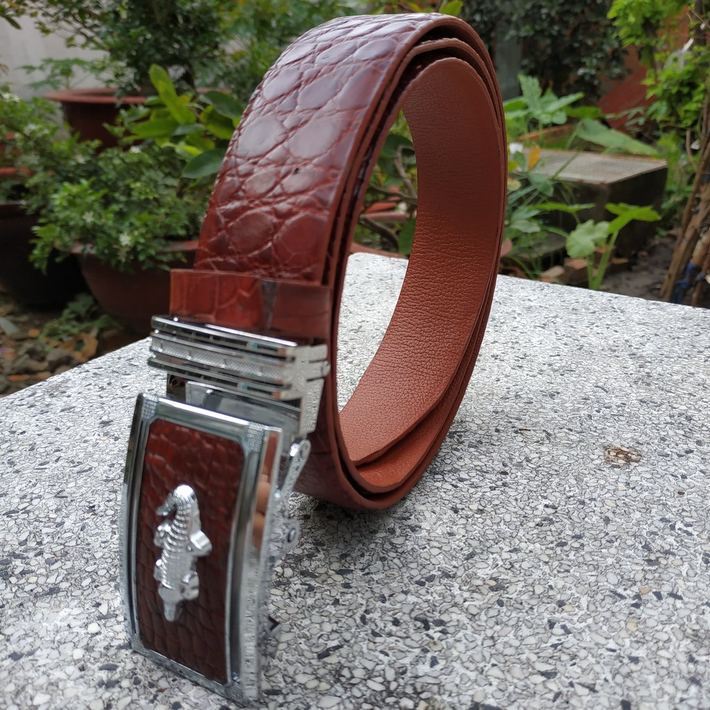 Thắt Lưng Nam Da Cá Sấu thật. Da Bông Hông Cá Sấu Rất Đẹp Và Mềm. Kích Thước Chuẩn 3.5x120cm Rất Dễ Sử Dụng