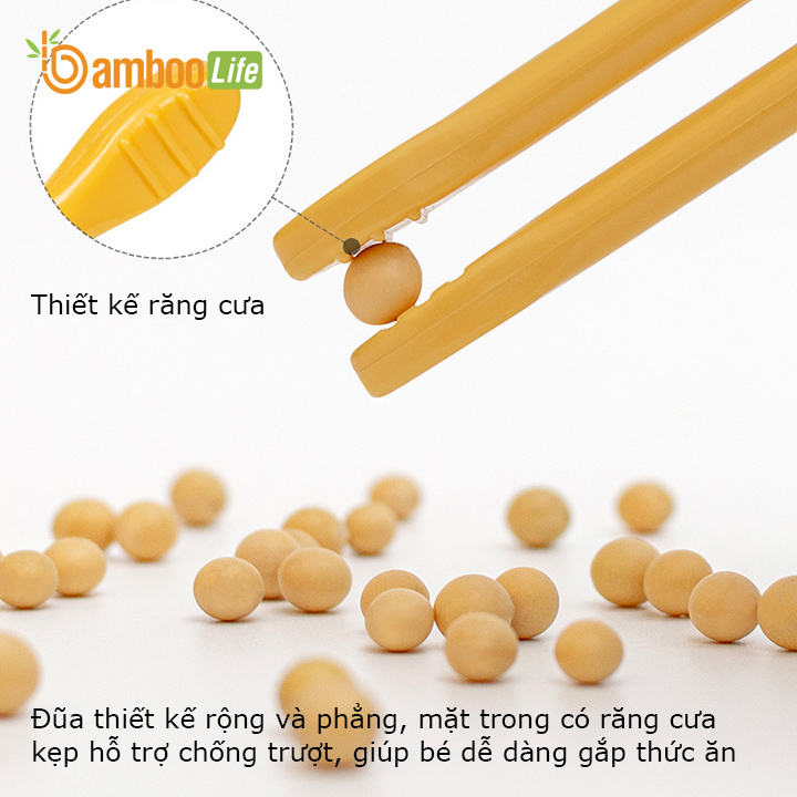 Đũa tập ăn cho bé Bamboo Life hàng chính hãng từ bột ngô Đũa tập ăn xỏ ngón cho bé Dụng cụ tập ăn cho bé 4