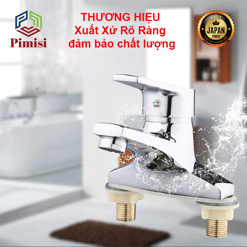 Vòi nước nóng lạnh lavabo Pimisi 100V bằng đồng cho nhà tắm | Hàng chính hãng