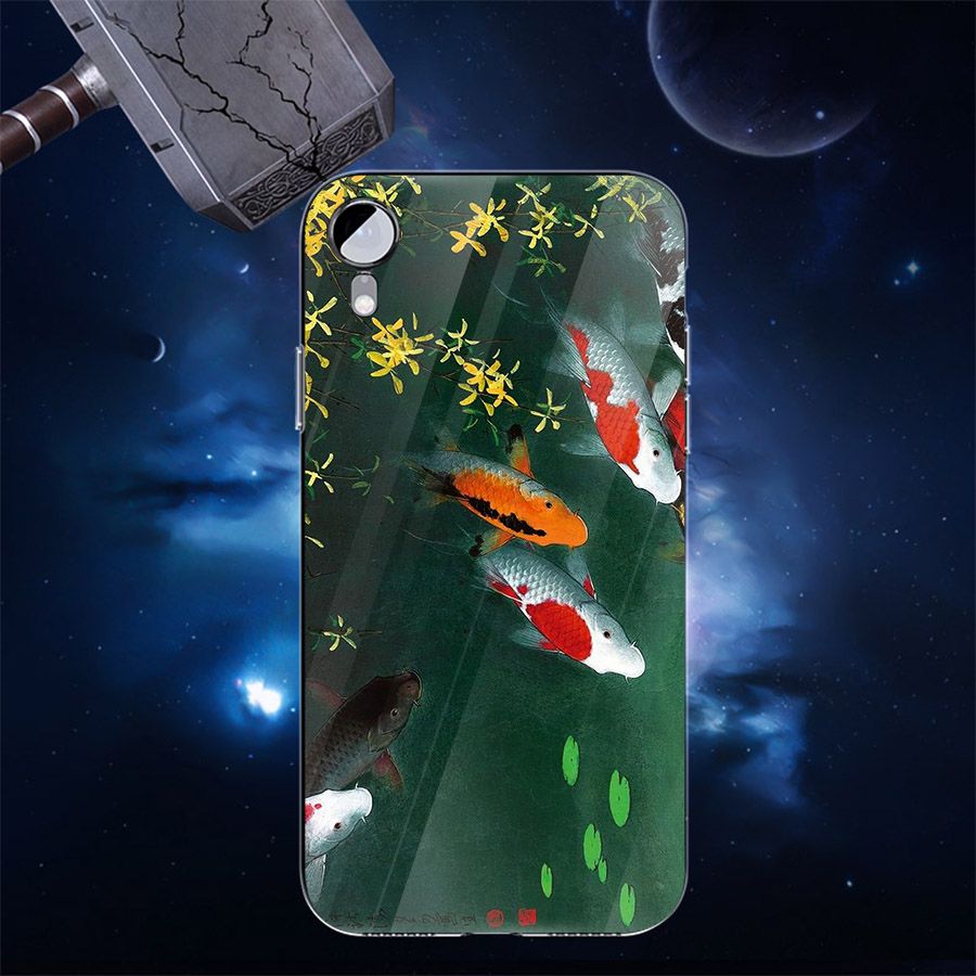Ốp điện thoại kính cường lực cho máy iPhone XS MAX - cửu ngư quần hội MS CNQH014