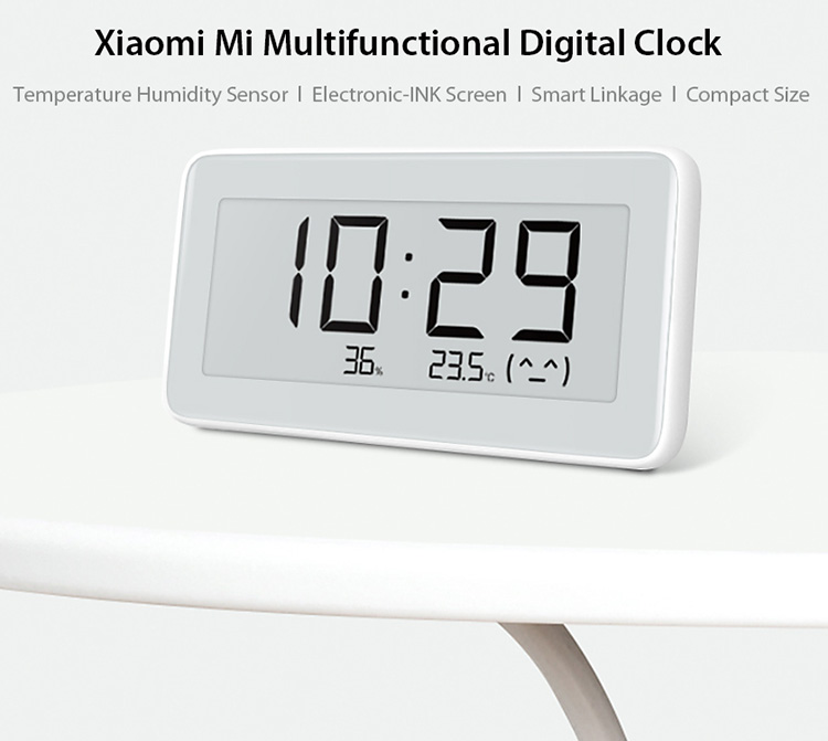 Original Xiaomi Mi Multifunctional Digital Clock Electronic-INK Screen Temperature Humidity Sensor BT Wireles