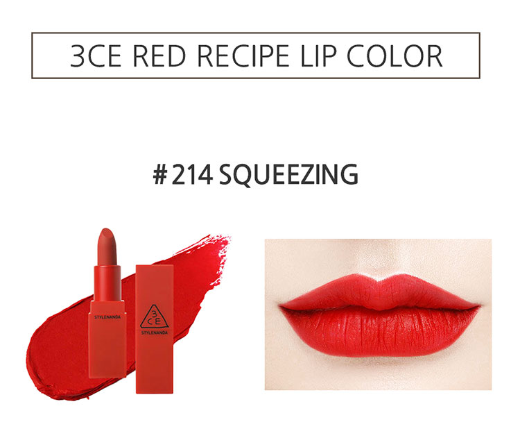 Son Thỏi 3CE Red Recipe Matte Lip Color #214 Squeezing