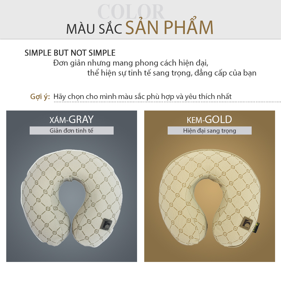 Gối đầu chữ U cao su non FOCUS Gu F-UM01F-B màu xám