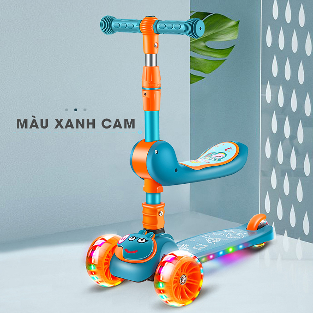 Xe trượt chòi chân Scooter Umoo cho bé 1-5 tuổi nâng hạ độ cao, bánh xe có đèn phát sáng