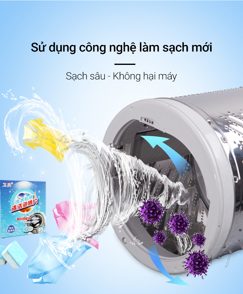 Hộp 12 Viên Tẩy Vệ Sinh Lồng Máy Giặt, Diệt Khuẩn Và Tẩy Chất Cặn Lồng Máy Giặt Hiệu Quả 2