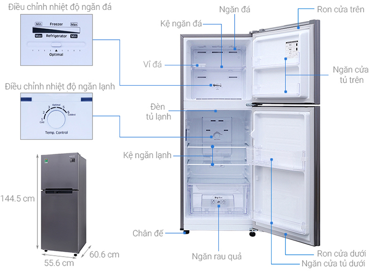 Tủ lạnh Samsung Inverter 208 lít RT19M300BGS/SV