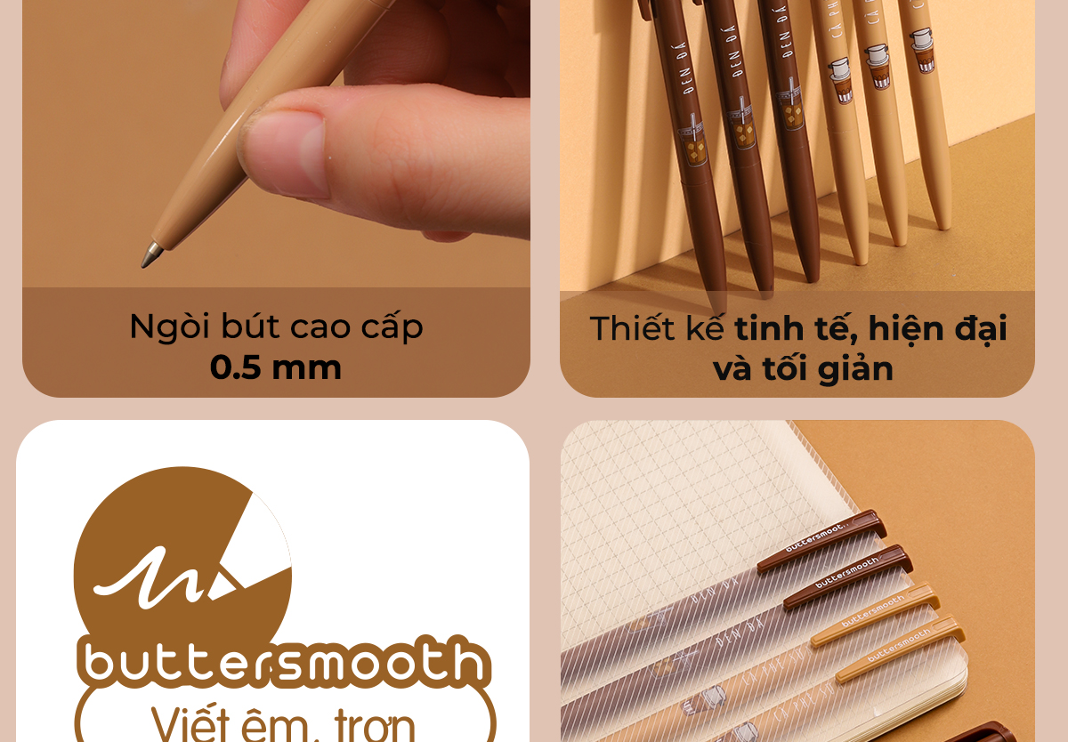 Combo 5/10/20 Bút gel B - Buttersmooth Gel Thiên Long GELB-032 - Premium Tip viết êm, trơn - Mực Xanh - Thân ngẫu nhiên