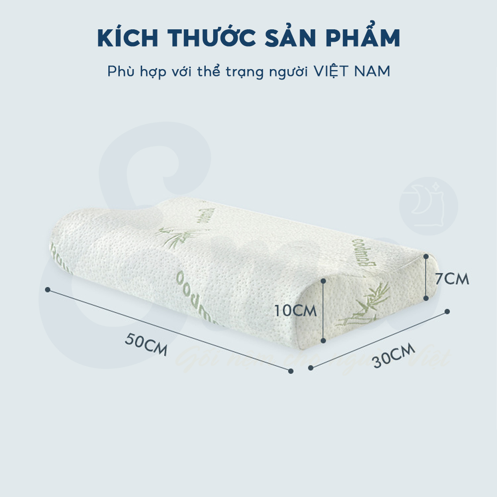 Gối cao su non người lớn EMA kèm vỏ sợi tre kháng khuẩn, thiết kế lượn sóng, chống đau cổ vai gáy